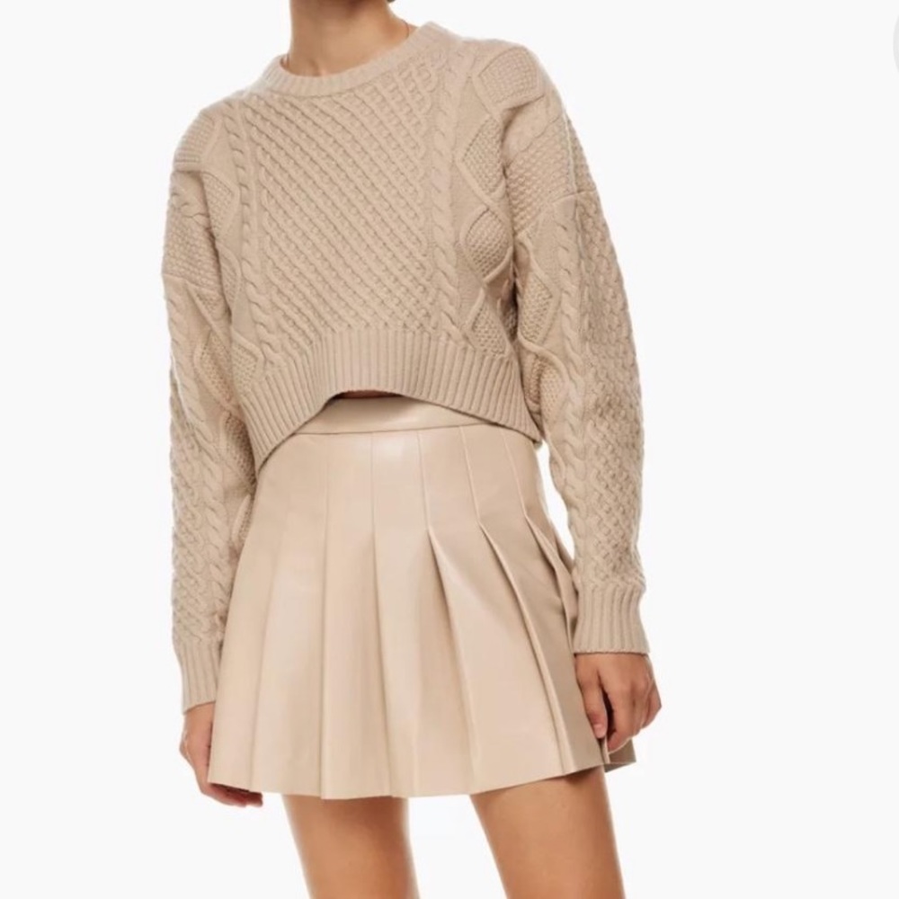 Aritzia x Sunday Best Olive Vegan Leather Mini Skirt